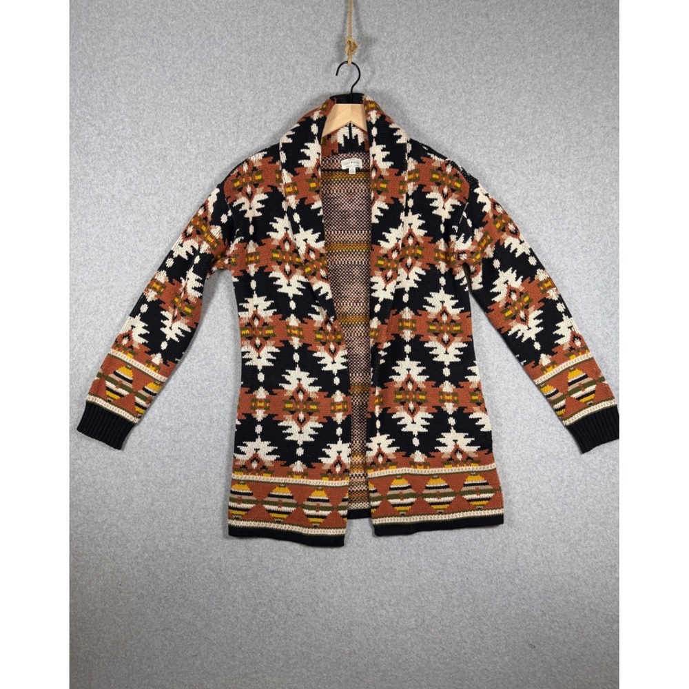 Lucky Brand Cardigan Sweater Womens S Multicolor Southwestern Aztec Boho Western